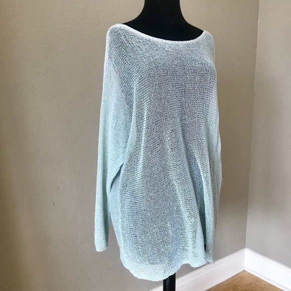 *price drop* EILEEN FISHER aqua sweater size XL - Picture 2 of 7
